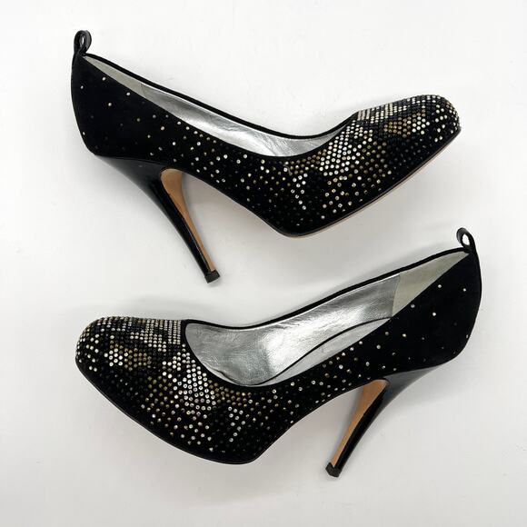 GIUSEPPE ZANOTTI Rhinestone Heels Womens 37 Black Scarpe Nero Strass Court Pump - Picture 5 of 12